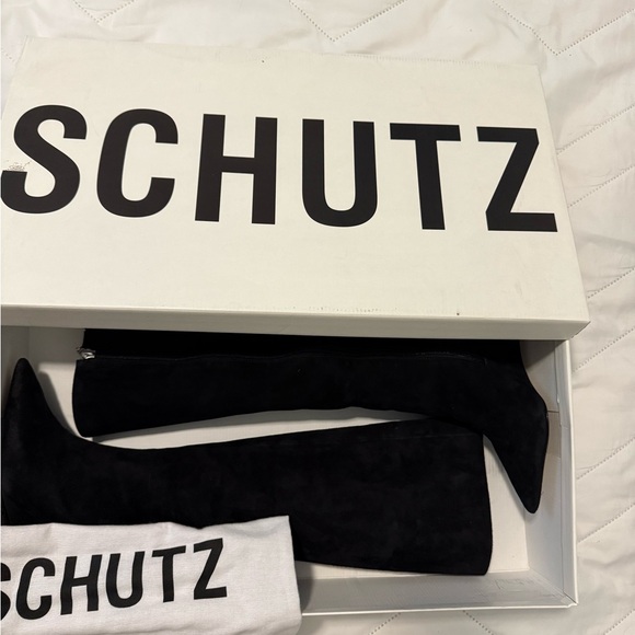 SCHUTZ Black Suede Knee-High Boots - Picture 3 of 8